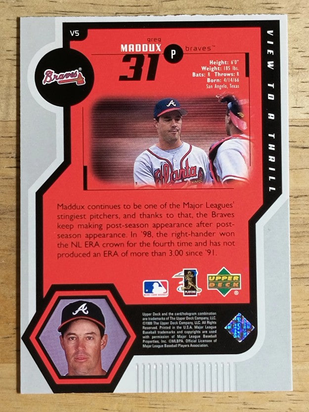 1999 Upper Deck View to a Thrill #V5 Greg Maddux