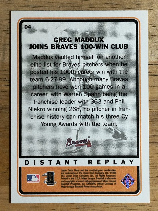 1999 Upper Deck Retro Distant Replay #D4 Greg Maddux