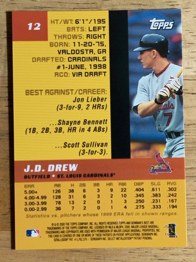 2000 Bowman's Best #12 J.D. Drew