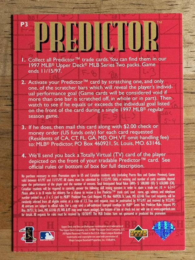 1997 Upper Deck Predictor #3 Greg Maddux