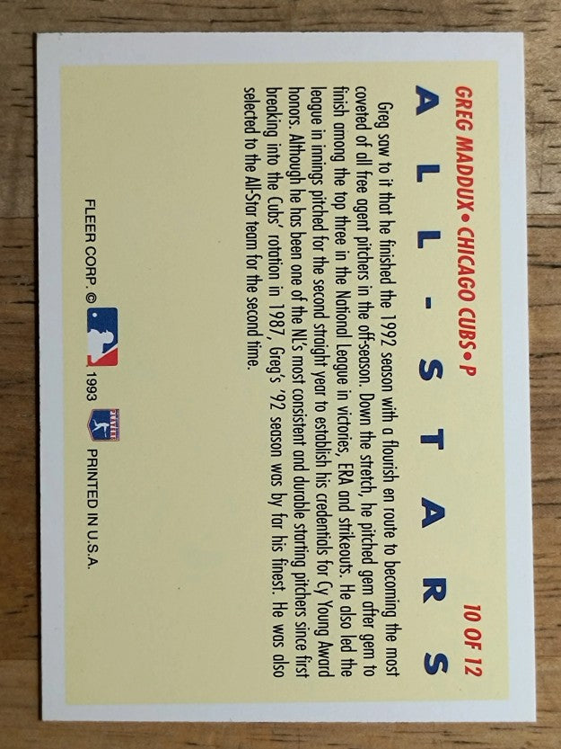 1993 Fleer All-Stars #NL10 Greg Maddux NL