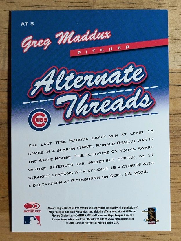 2005 Leaf Alternate Threads #5 Greg Maddux