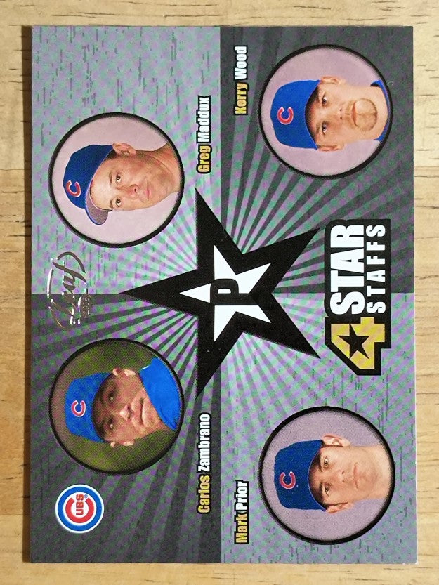 2005 Leaf 4 Star Staffs #4 Mark Prior/Greg Maddux/Kerry Wood/Carlos Zambrano