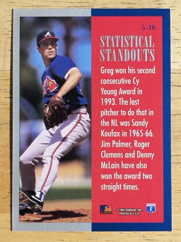 1994 Leaf Statistical Standouts #5 Greg Maddux
