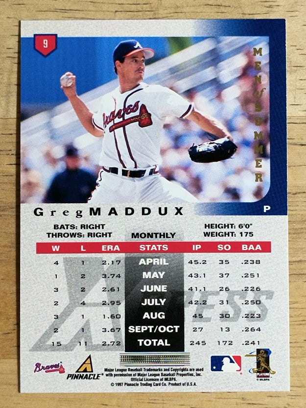 1997 Pinnacle X-Press Men of Summer #9 Greg Maddux