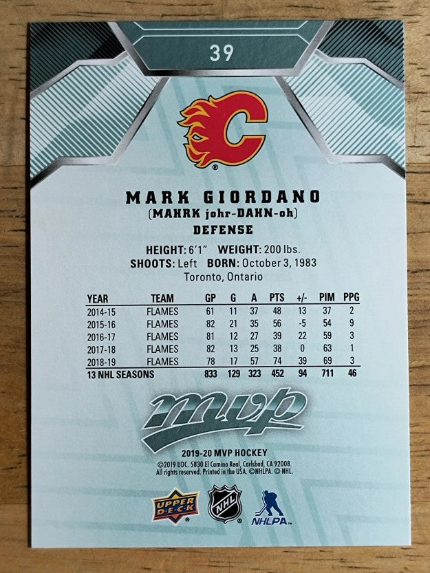 2019-20 Upper Deck MVP #39 Mark Giordano