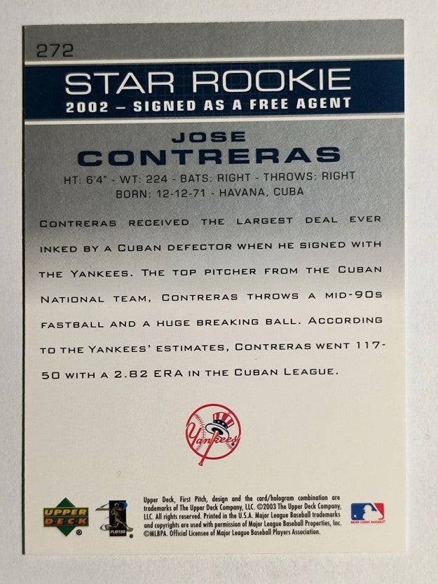 2003 Upper Deck First Pitch #272 Jose Contreras SP RC