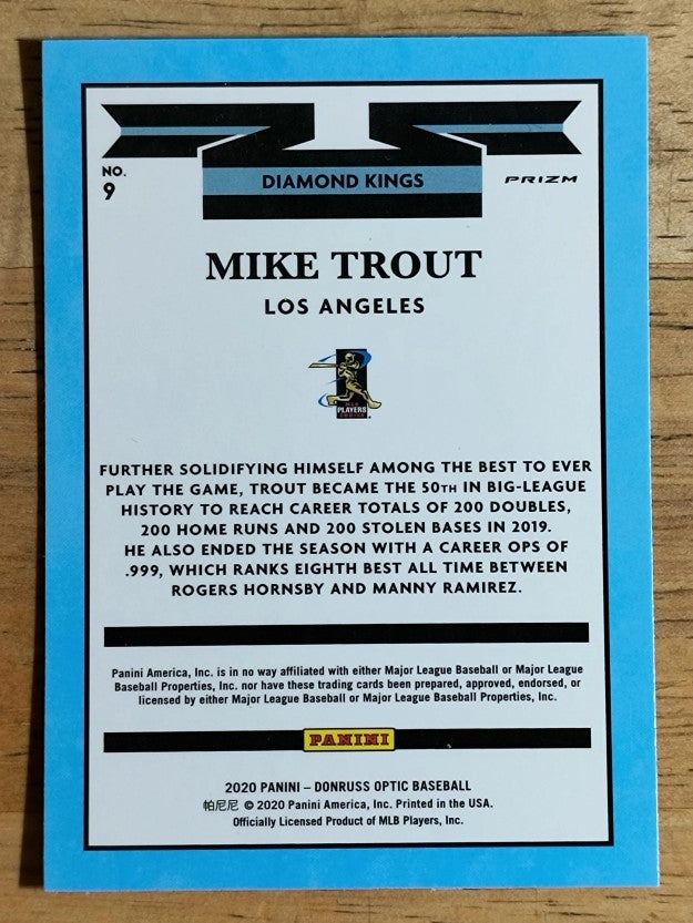 2020 Donruss Optic Carolina Blue and White #9 Mike Trout DK