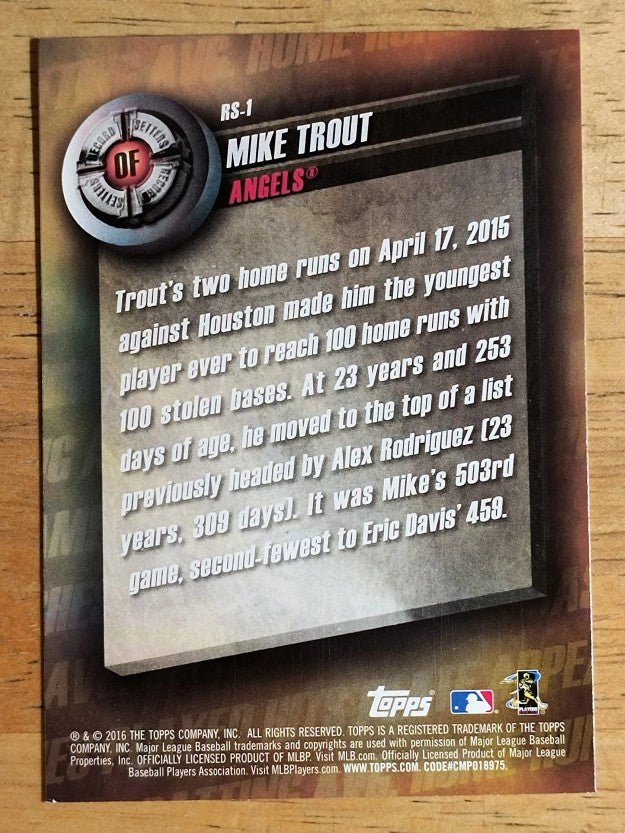 2016 Topps Record Setters #RS1 Mike Trout