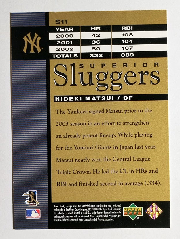 2003 Upper Deck Superior Sluggers #S11 Hideki Matsui