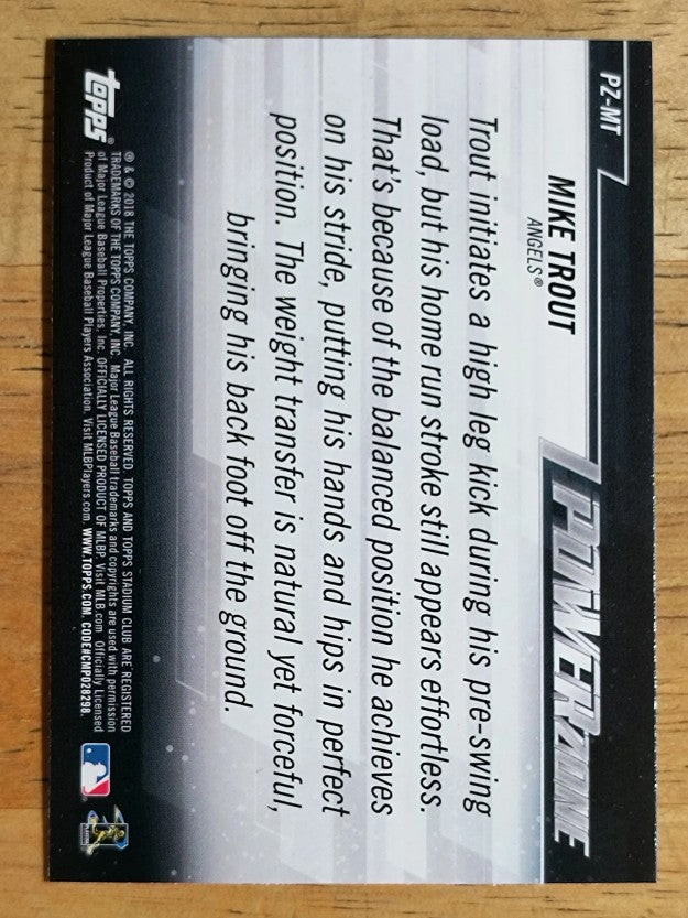 2018 Stadium Club Power Zone #PZMT Mike Trout