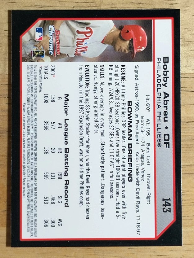 2004 Bowman Chrome #143 Bobby Abreu