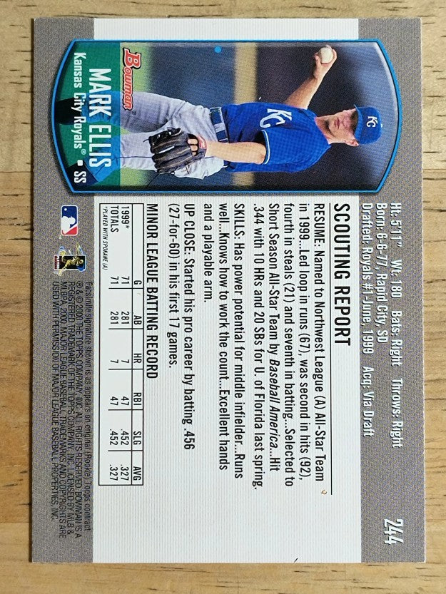 2000 Bowman #244 Mark Ellis RC