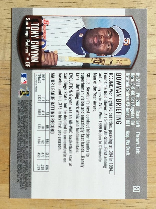2000 Bowman #80 Tony Gwynn