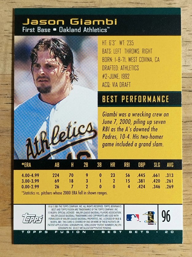 2001 Topps Fusion #96 Jason Giambi BB