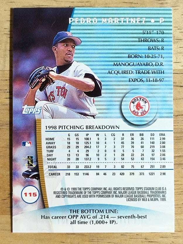 1999 Stadium Club #115 Pedro Martinez