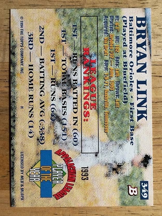 1994 Bowman #349 Bryan Link FOIL RC