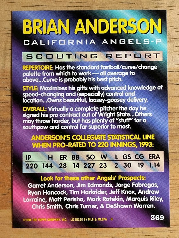 1994 Bowman #369 Brian Anderson FOIL