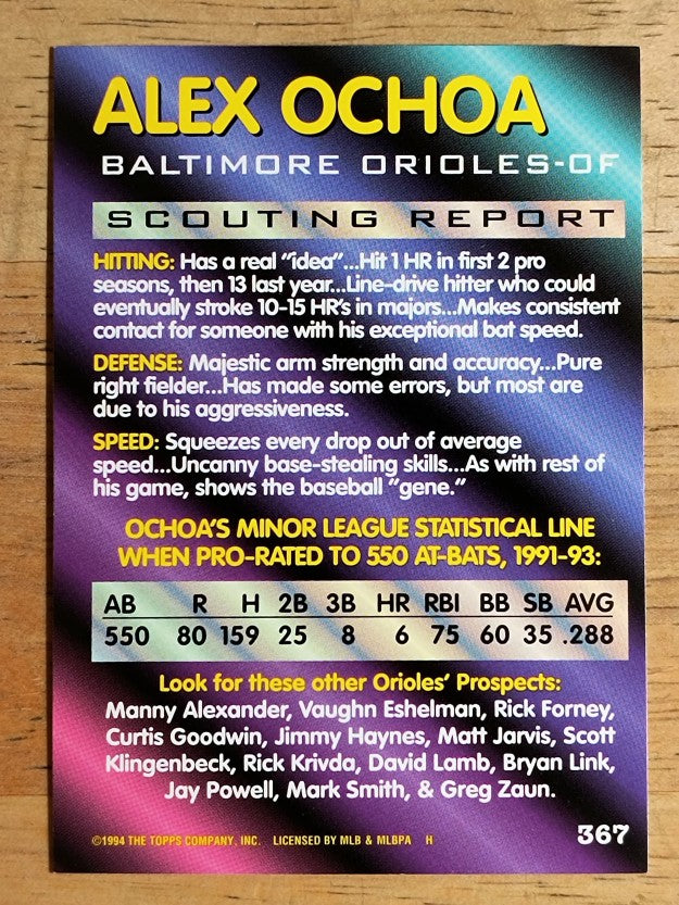 1994 Bowman #367 Alex Ochoa FOIL