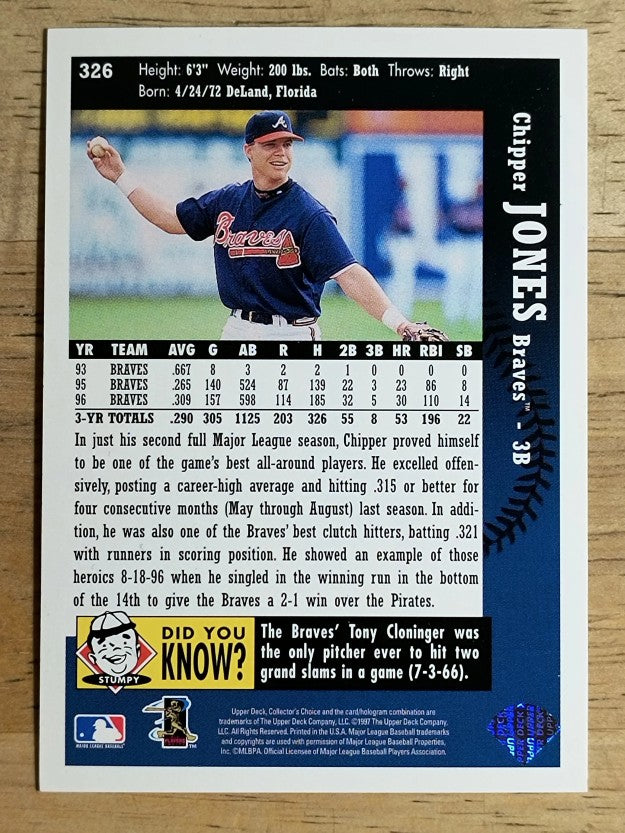 1997 Collector's Choice #326 Chipper Jones GHL