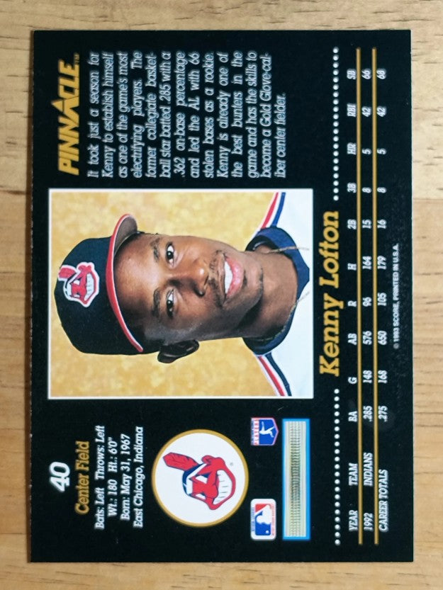 1993 Pinnacle #40 Kenny Lofton