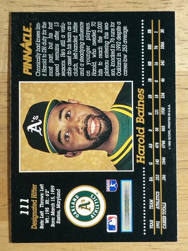 1993 Pinnacle #111 Harold Baines
