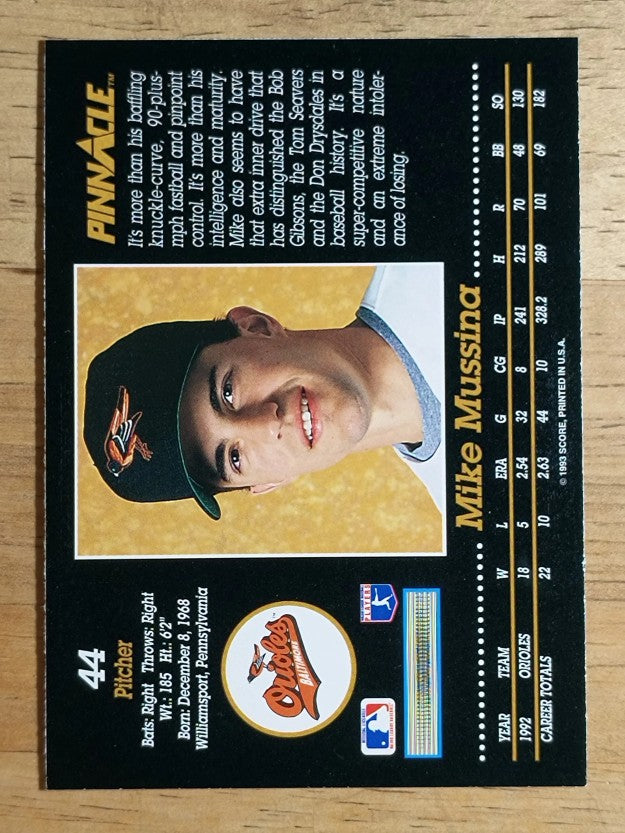 1993 Pinnacle #44 Mike Mussina
