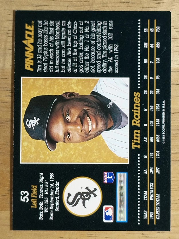1993 Pinnacle #53 Tim Raines