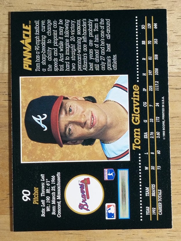 1993 Pinnacle #90 Tom Glavine