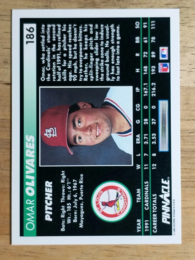 1992 Pinnacle #186 Omar Olivares
