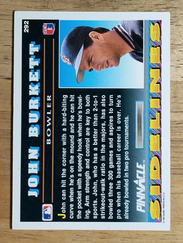 1992 Pinnacle #292 John Burkett SIDE