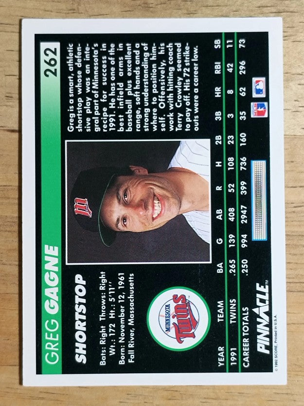 1992 Pinnacle #262 Greg Gagne