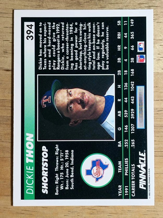 1992 Pinnacle #394 Dickie Thon