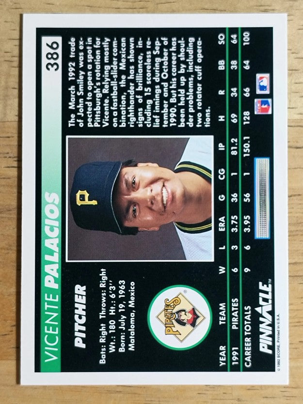1992 Pinnacle #386 Vicente Palacios