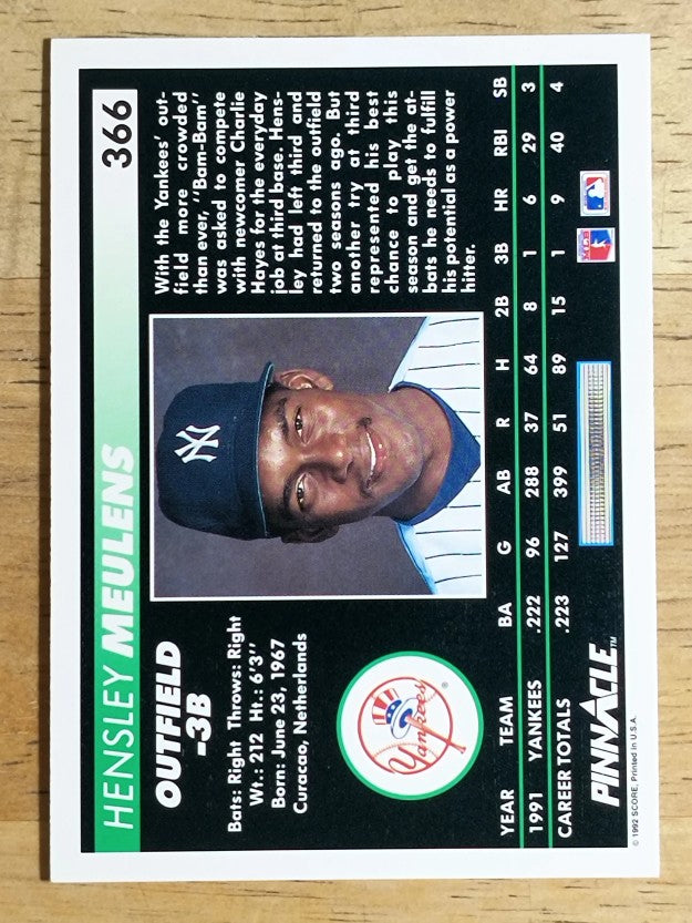 1992 Pinnacle #366 Hensley Meulens