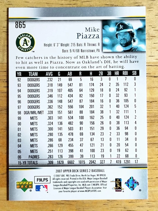 2007 Upper Deck #865 Mike Piazza