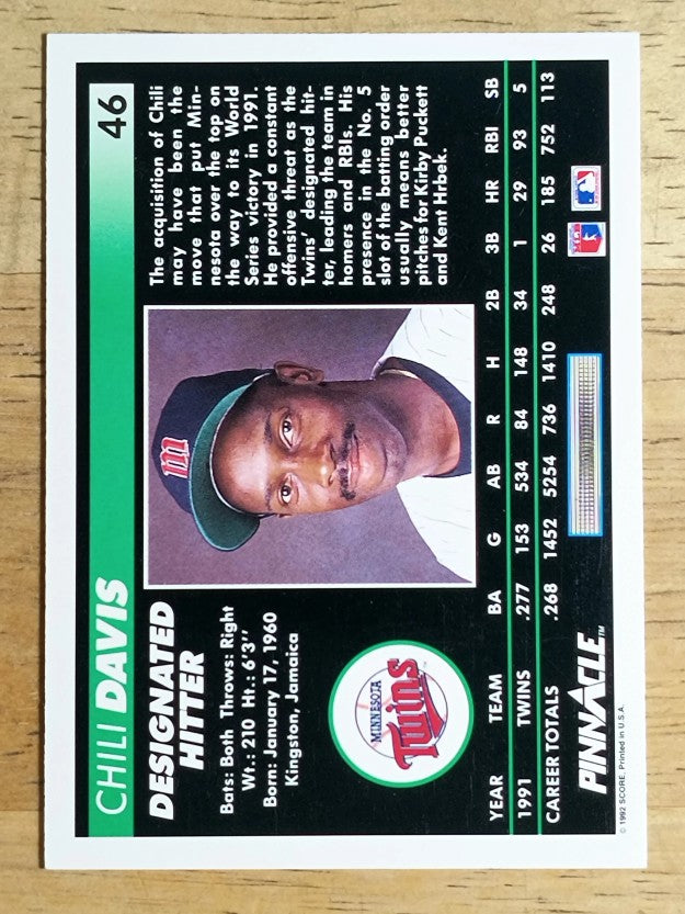1992 Pinnacle #46 Chili Davis