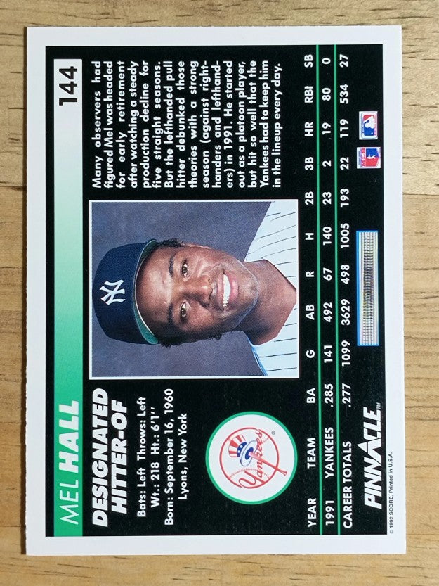 1992 Pinnacle #144 Mel Hall