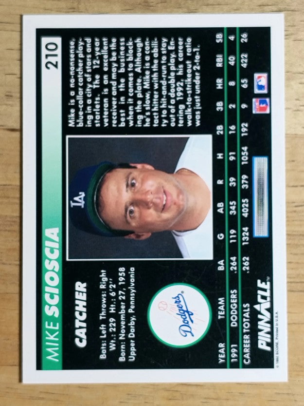 1992 Pinnacle #210 Mike Scioscia