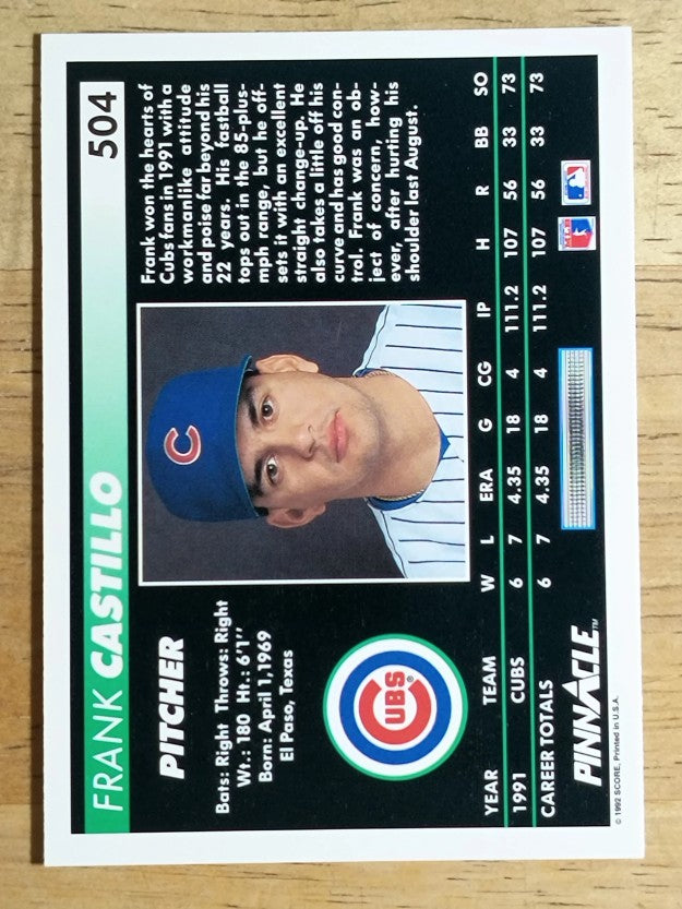 1992 Pinnacle #504 Frank Castillo