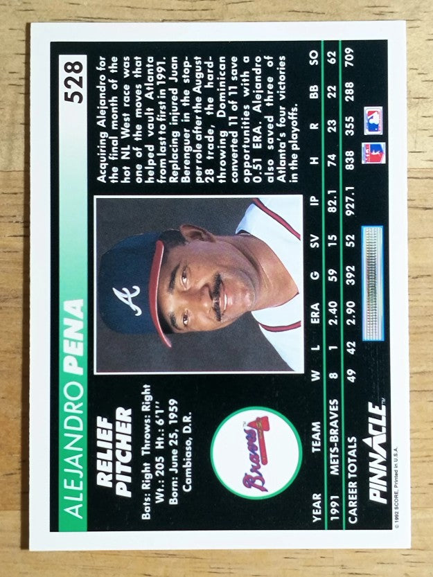 1992 Pinnacle #528 Alejandro Pena