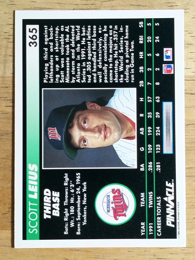 1992 Pinnacle #365 Scott Leius