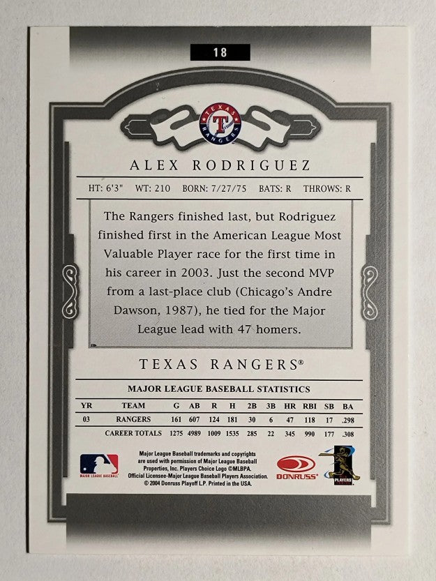 2004 Donruss Classics #18 Alex Rodriguez Rgr