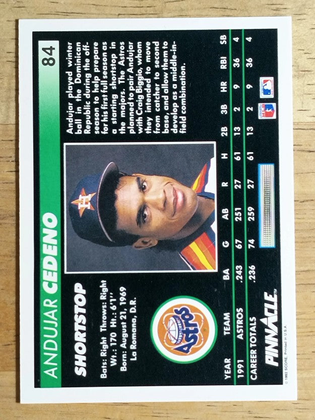 1992 Pinnacle #84 Andujar Cedeno
