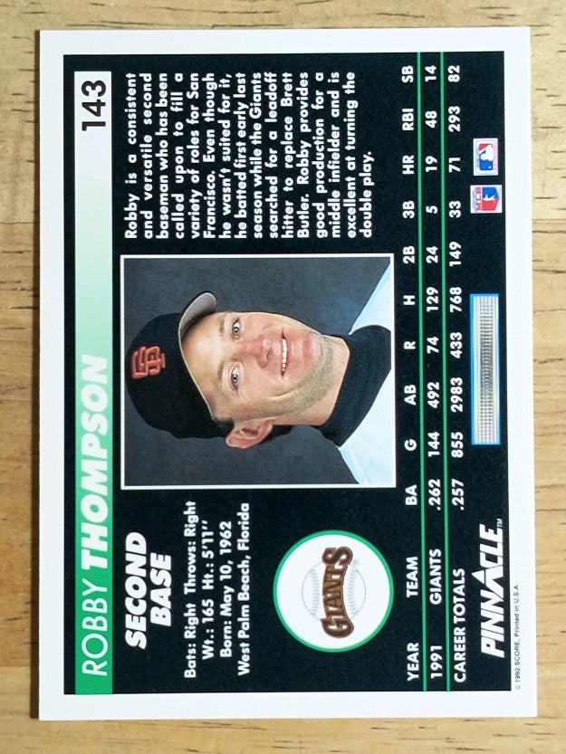1992 Pinnacle #143 Robby Thompson