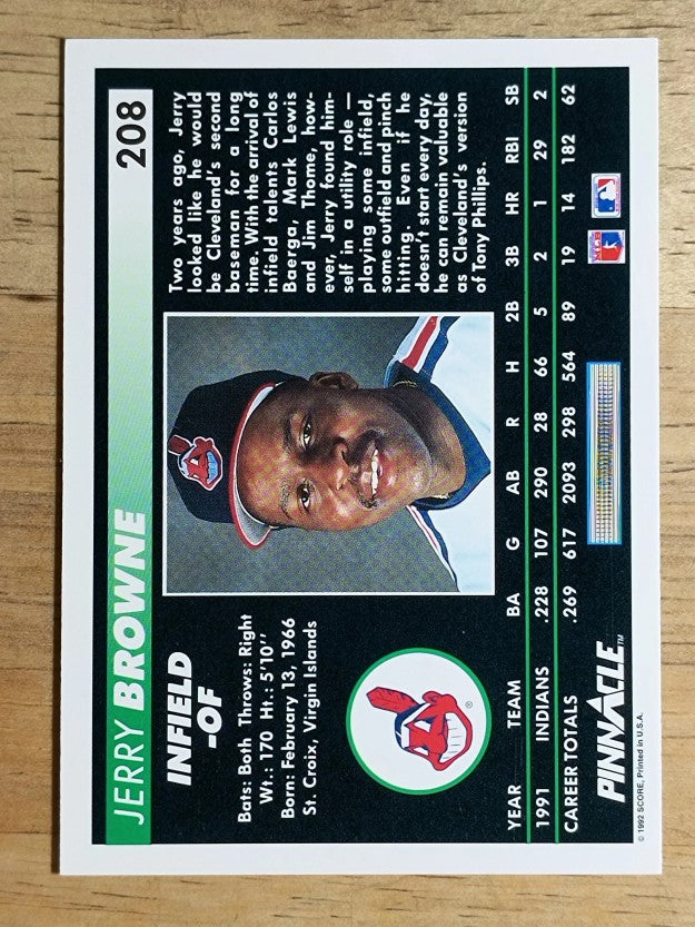 1992 Pinnacle #208 Jerry Browne