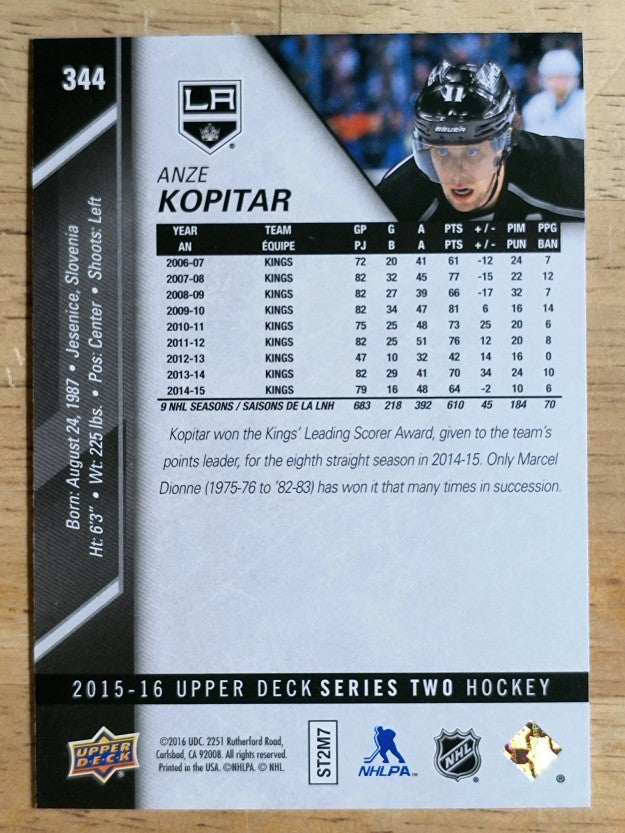 2015-16 Upper Deck #344 Anze Kopitar