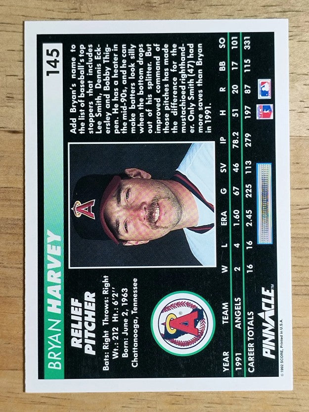 1992 Pinnacle #145 Bryan Harvey