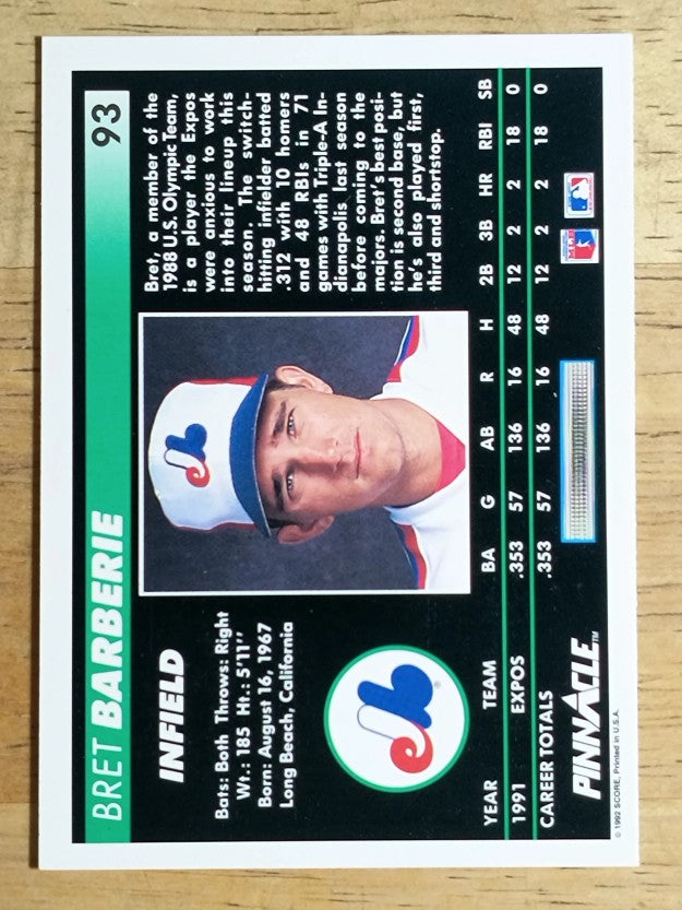 1992 Pinnacle #93 Bret Barberie