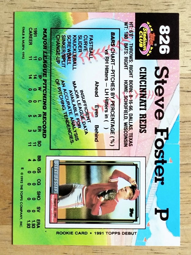 1992 Stadium Club #826 Steve Foster